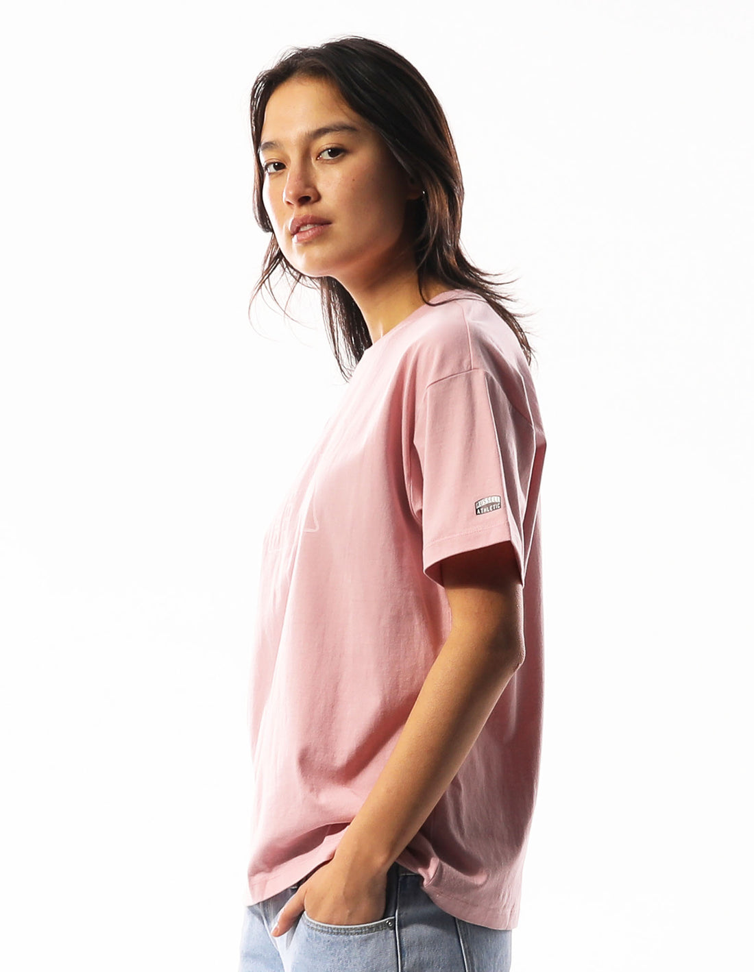 Russell Athletic Originals Inlay Logo Women T Shirts Rose Pink | YLWUH-6102