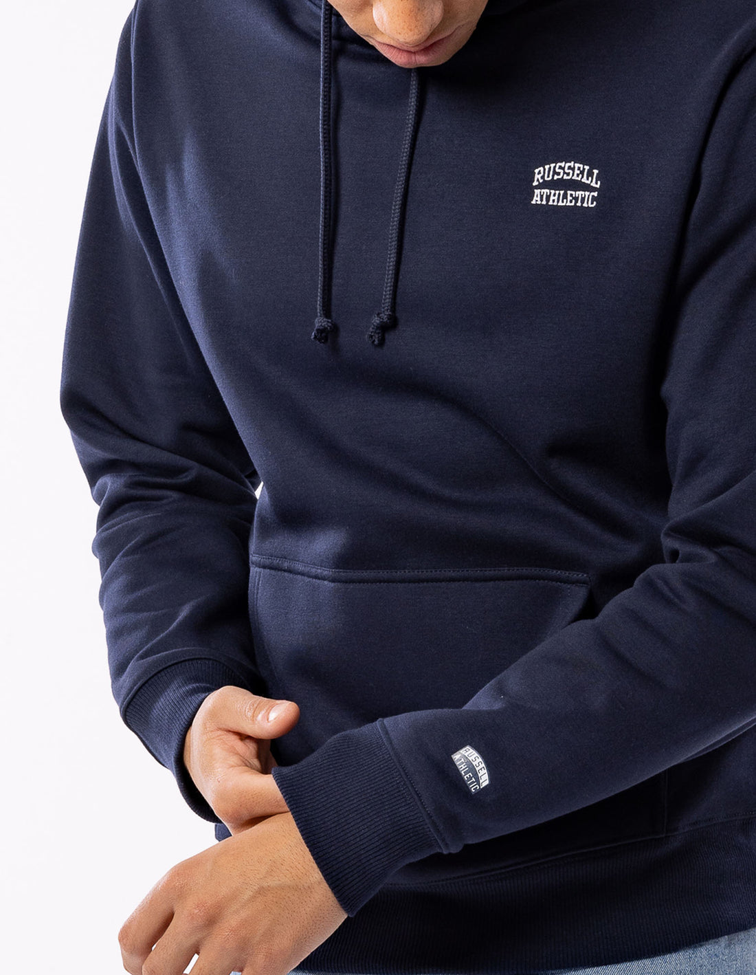 Russell Athletic Originals Small Arch Men Hoodie Navy | PATLN-7014