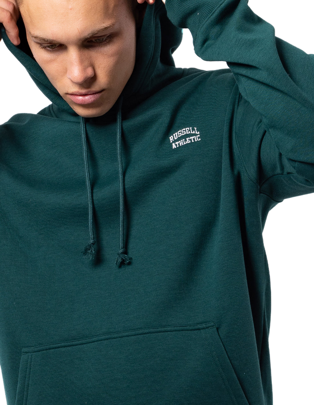 Russell Athletic Originals Small Arch Men Hoodie Green | IQSHV-6841