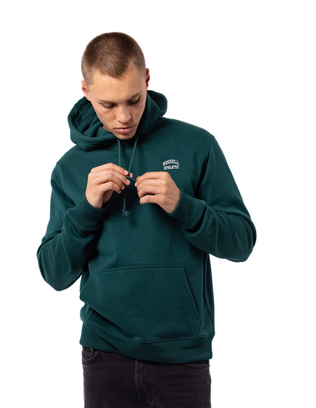 Russell Athletic Originals Small Arch Men Hoodie Green | IQSHV-6841