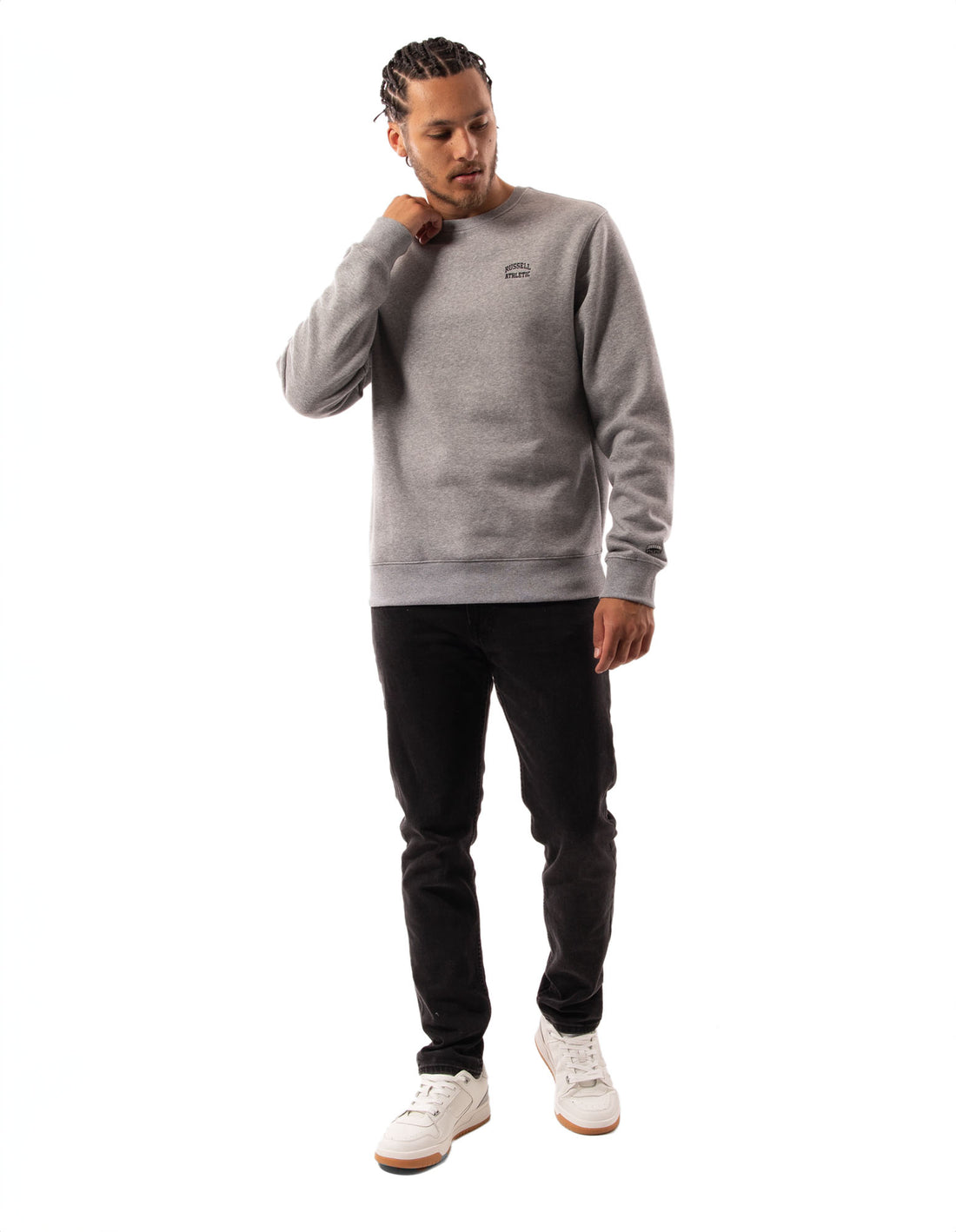 Russell Athletic Originals Small Arch Men Crew Neck Sweaters Grey | BYRVZ-1476