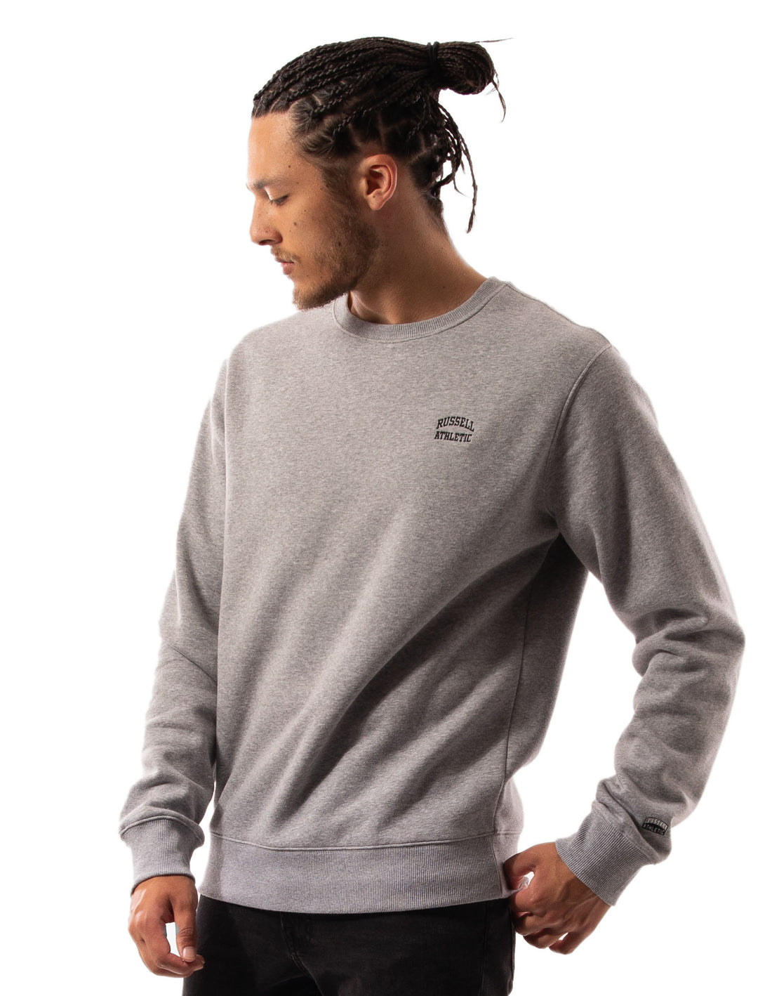 Russell Athletic Originals Small Arch Men Crew Neck Sweaters Grey | BYRVZ-1476