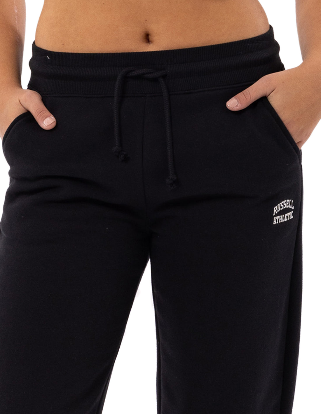 Russell Athletic Originals Small Arch Open Leg Women Track pants Black | JRVHA-3294