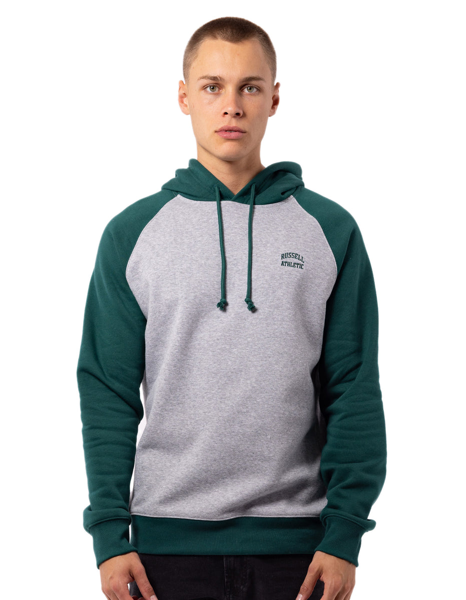 Russell Athletic Originals Small Arch Raglan Men Hoodie Green | URNWY-1428