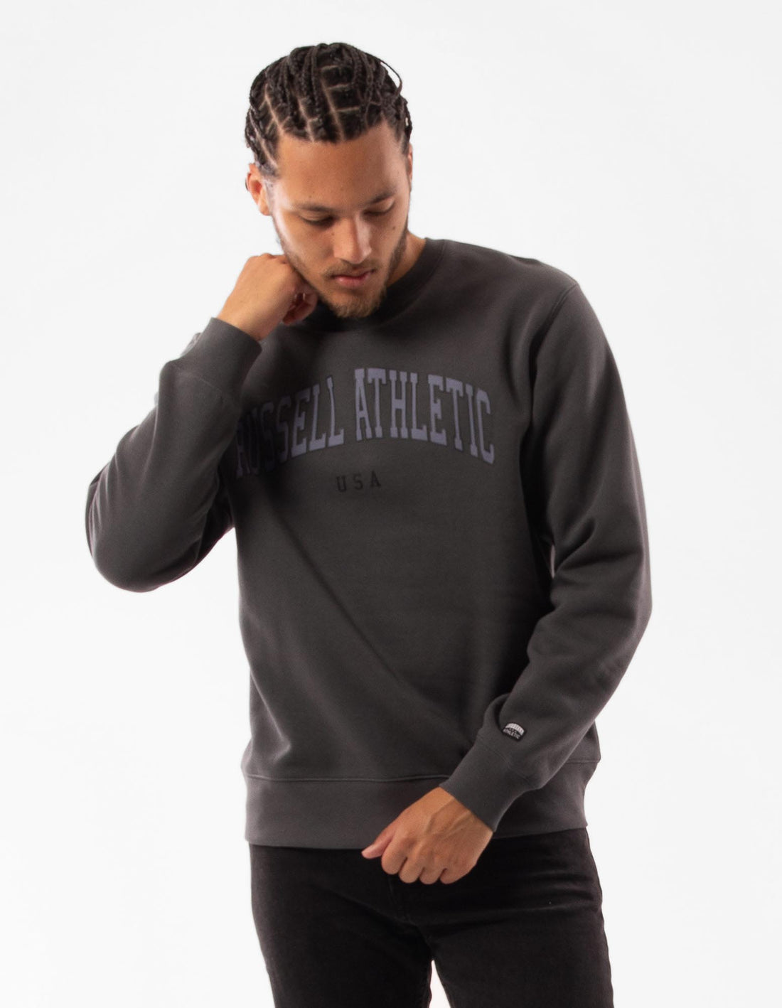 Russell Athletic Pasadena Men Crew Neck Sweaters Dark Grey | HABQJ-3812