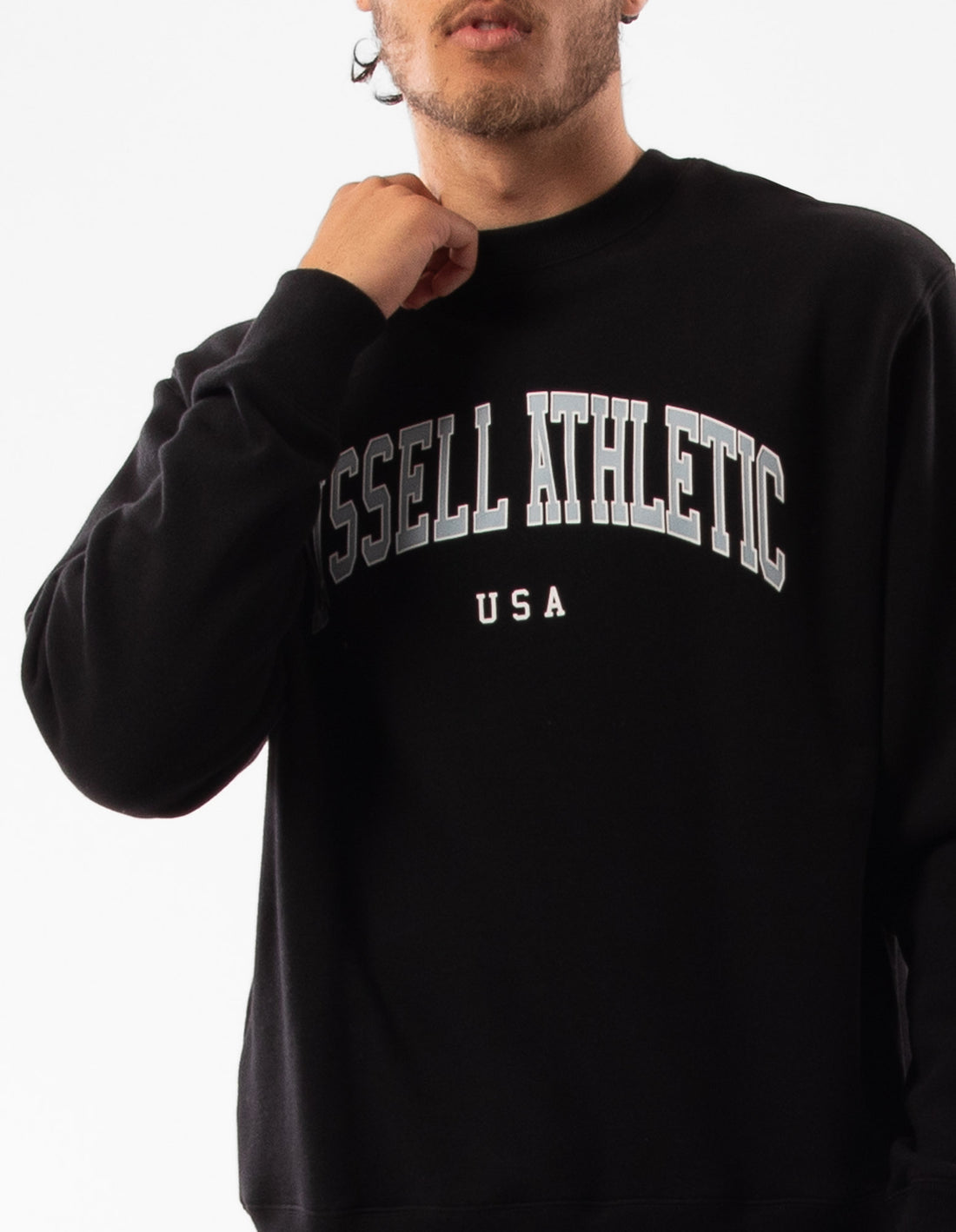 Russell Athletic Pasadena Men Crew Neck Sweaters Black | KOSBF-0951