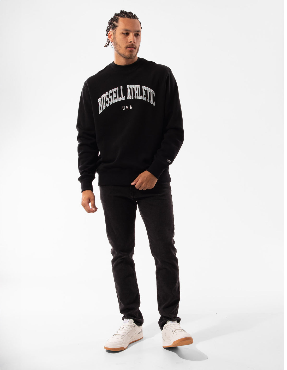 Russell Athletic Pasadena Men Crew Neck Sweaters Black | KOSBF-0951