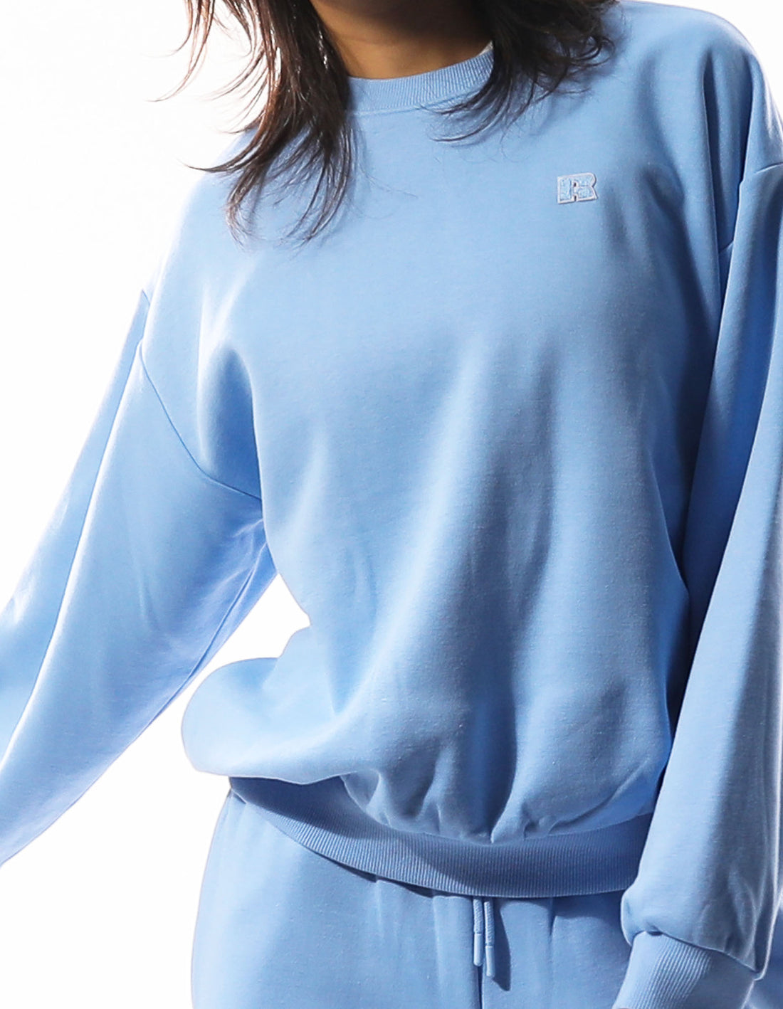 Russell Athletic R Logo Women Crew Neck Sweaters Blue | FTYQZ-4976