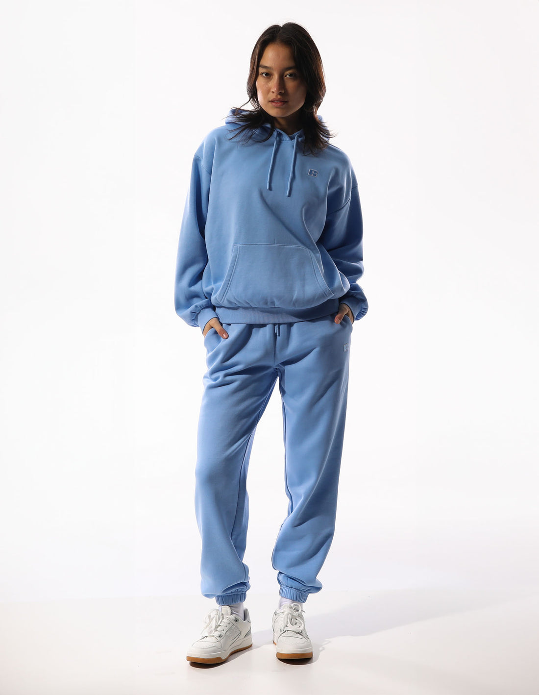 Russell Athletic R Logo Women Hoodie Blue | BAWVX-5084