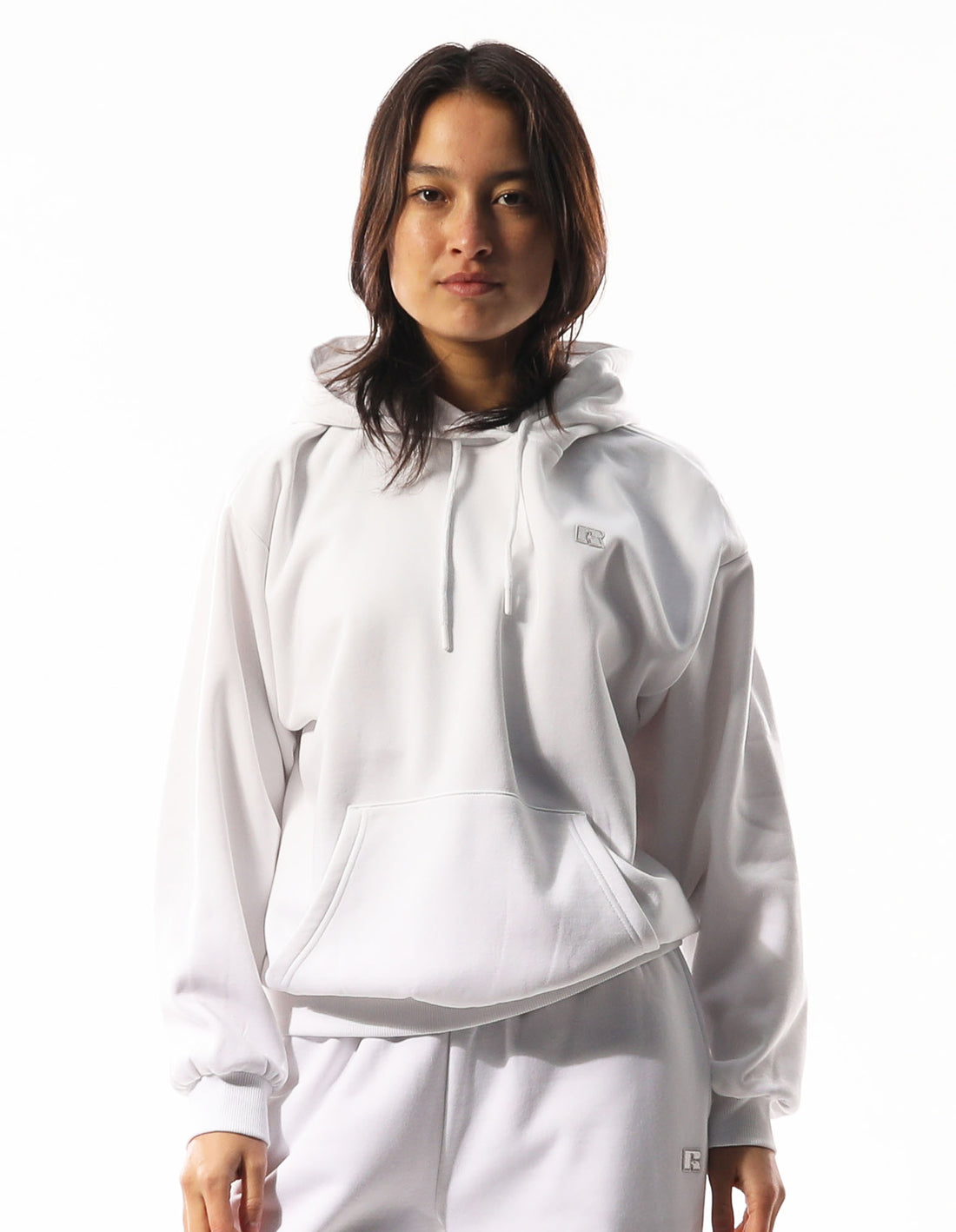 Russell Athletic R Logo Women Hoodie White | ULIAS-2645