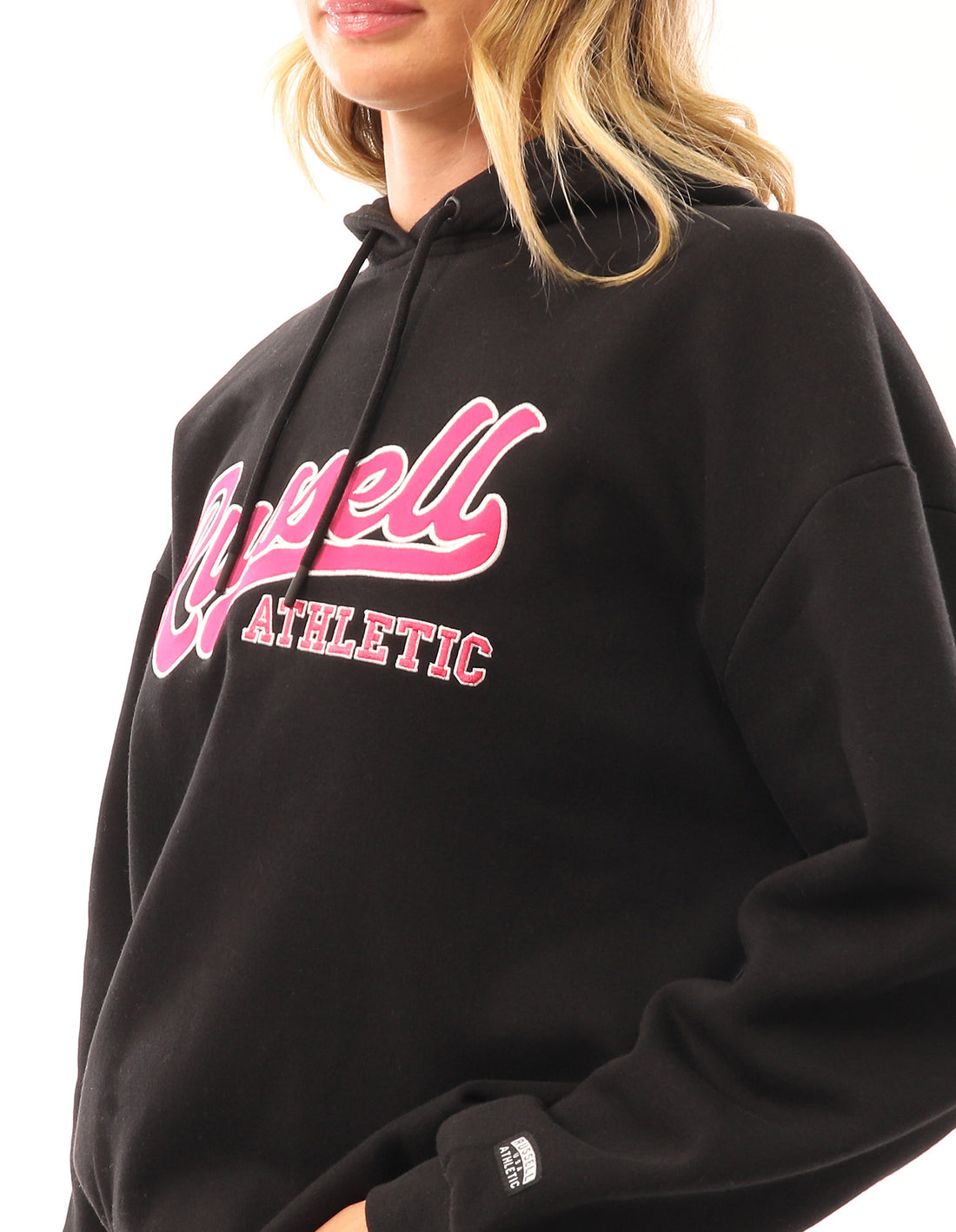 Russell Athletic Scripted Oversized Women Hoodie Black | EUBHW-8762