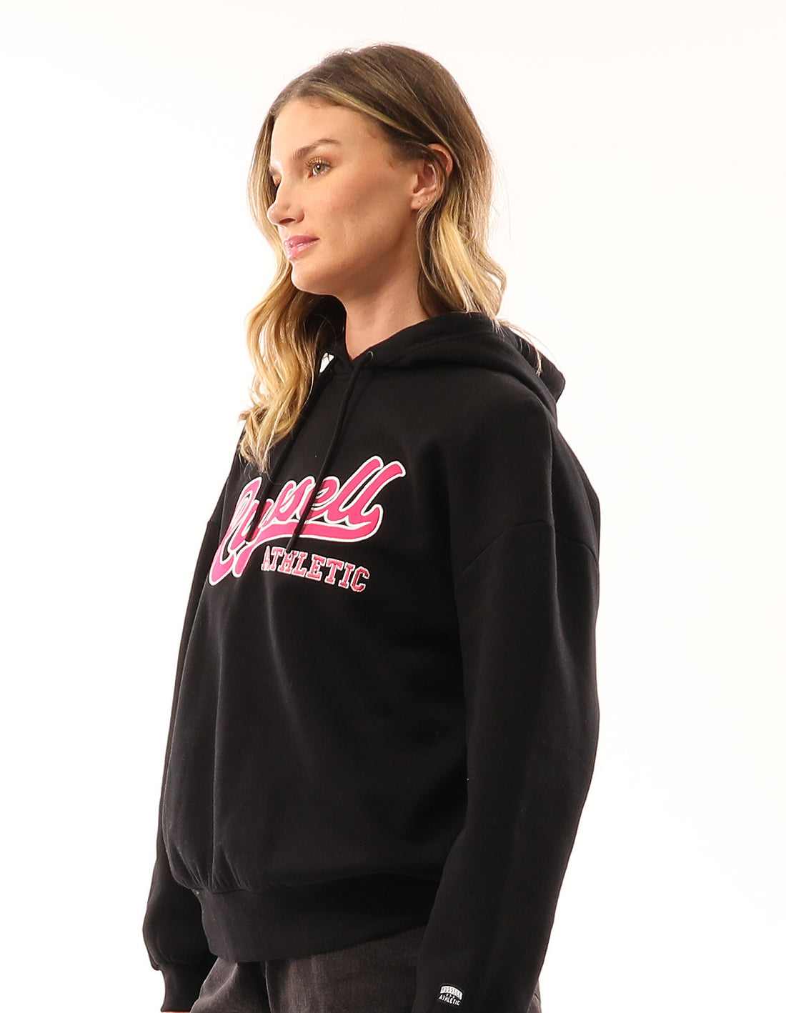 Russell Athletic Scripted Oversized Women Hoodie Black | EUBHW-8762