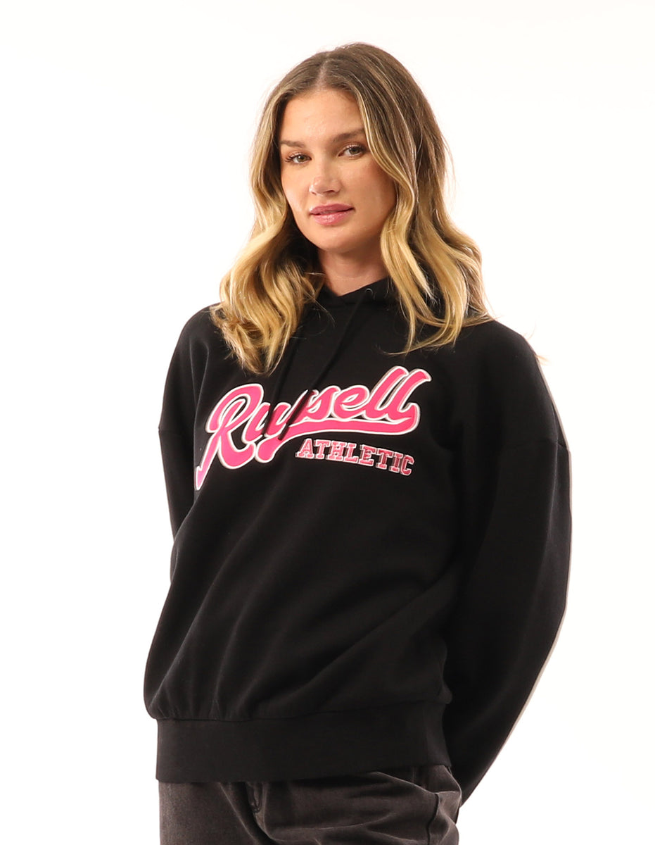 Russell Athletic Scripted Oversized Women Hoodie Black | EUBHW-8762