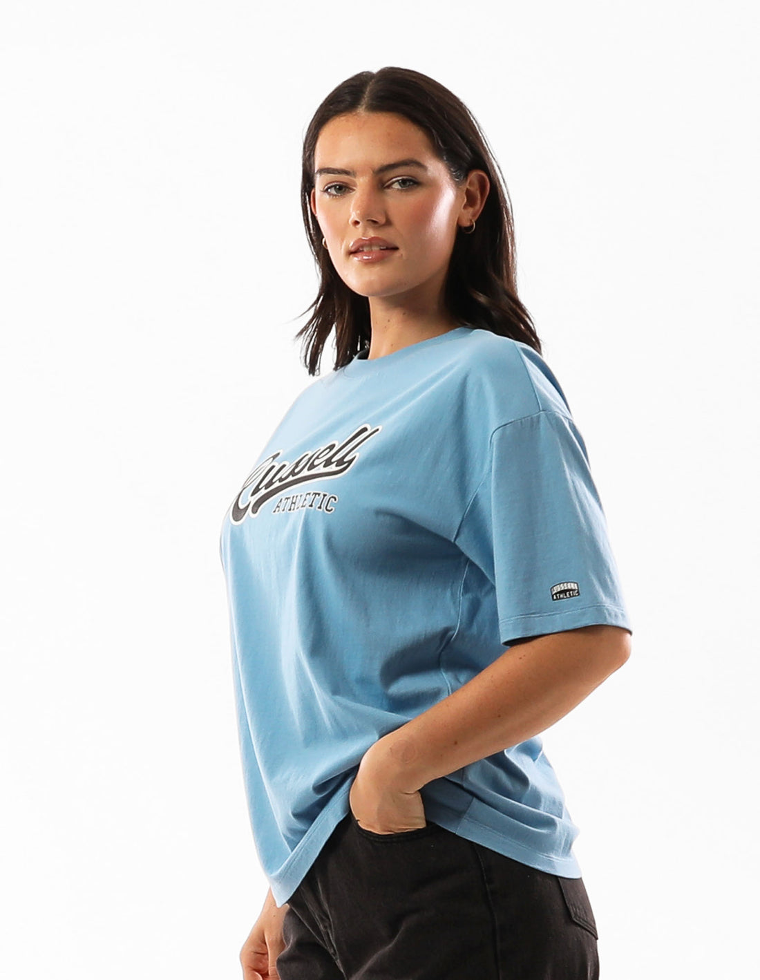 Russell Athletic Scripted Women T Shirts Blue | AJQHK-1698