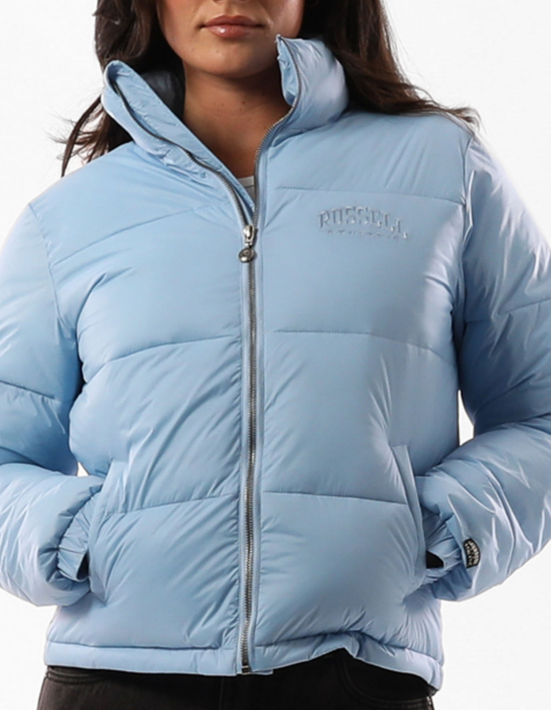 Russell Athletic Seattle Sea Cropped Women Puffer Jacket Blue | XURAI-1389