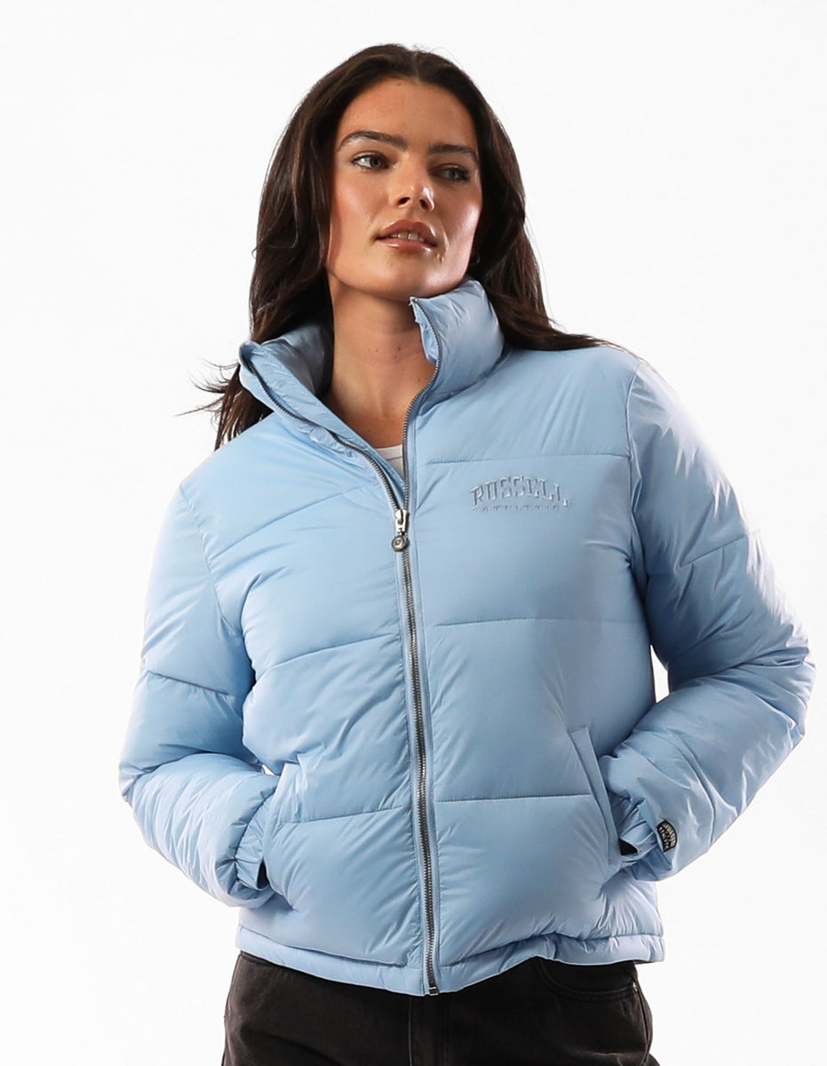 Russell Athletic Seattle Sea Cropped Women Puffer Jacket Blue | XURAI-1389