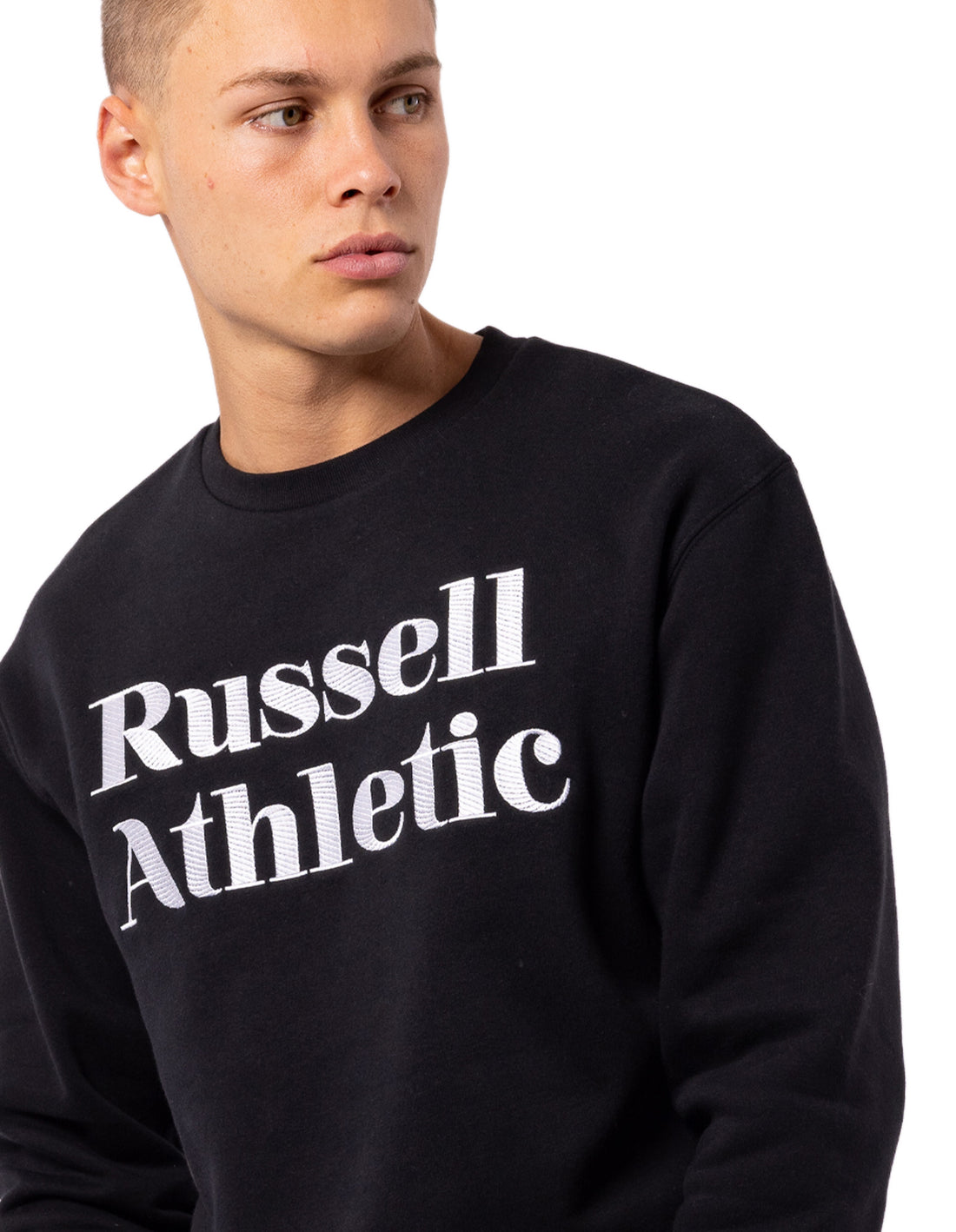 Russell Athletic Serif Men Crew Neck Sweaters Black | FGJBS-9072