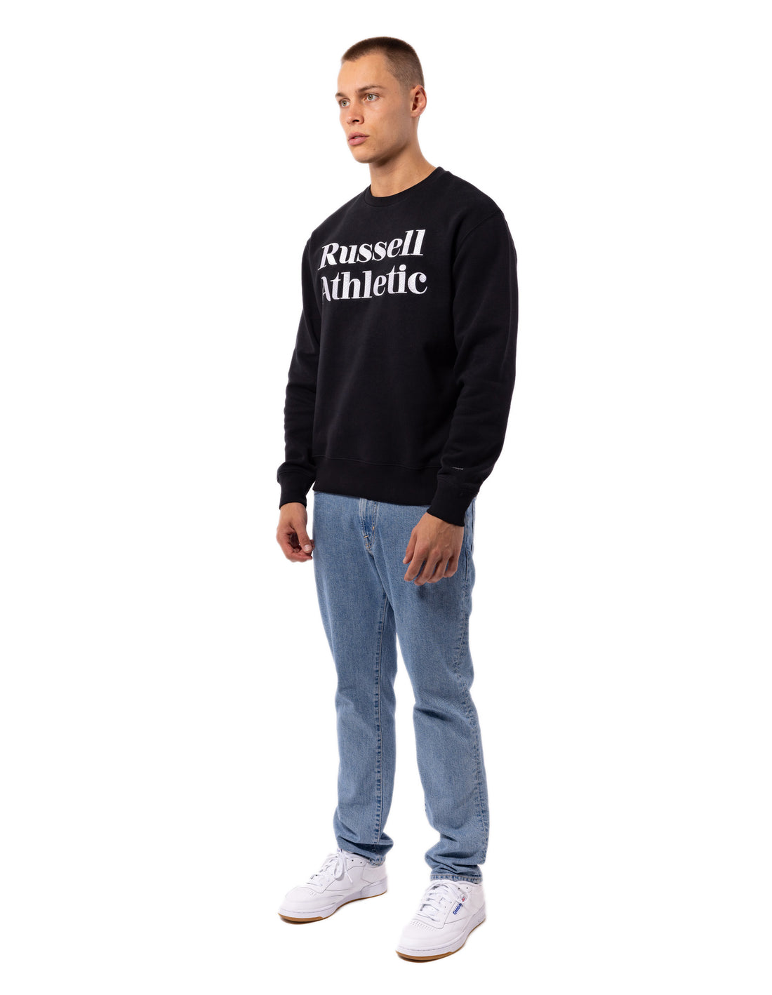 Russell Athletic Serif Men Crew Neck Sweaters Black | FGJBS-9072