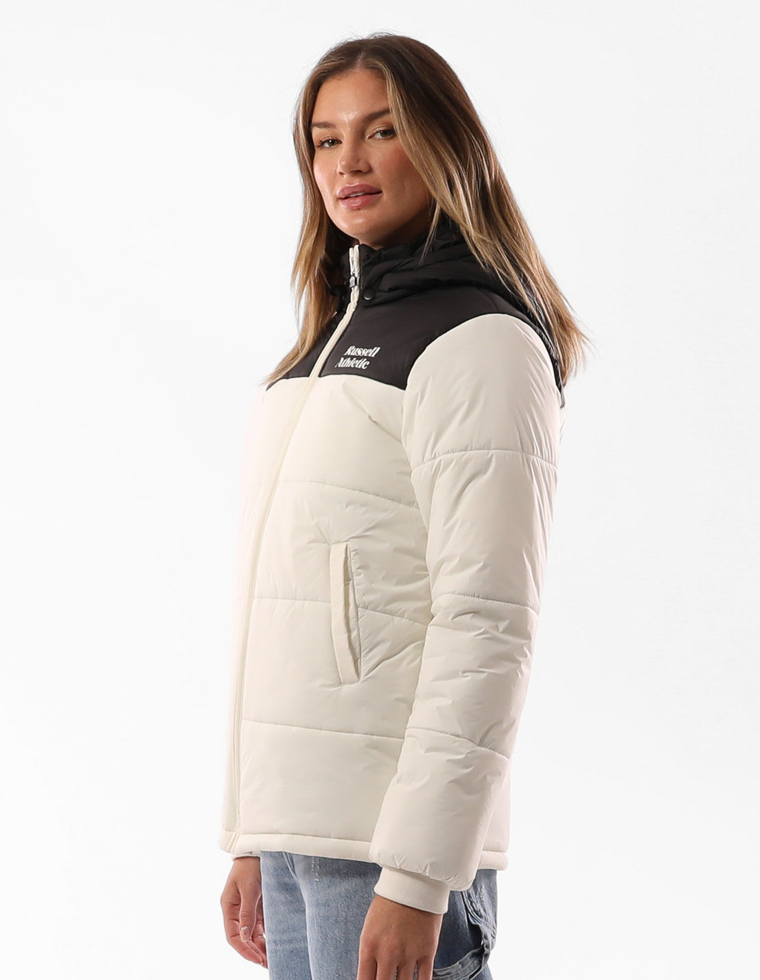 Russell Athletic Sierra Women Jackets Beige / Black | NHZVU-8960