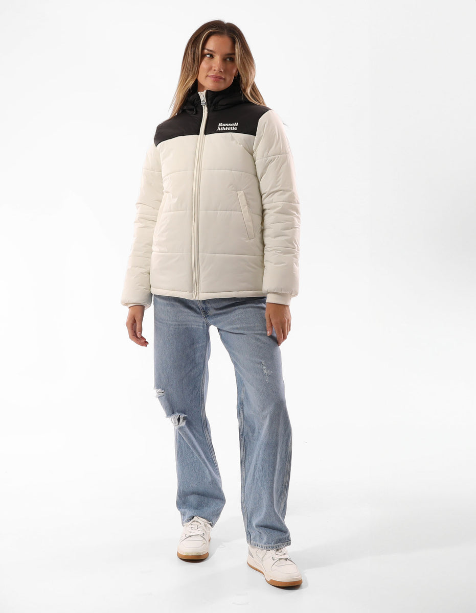 Russell Athletic Sierra Women Puffer Jacket Beige / Black | PBXEO-6075