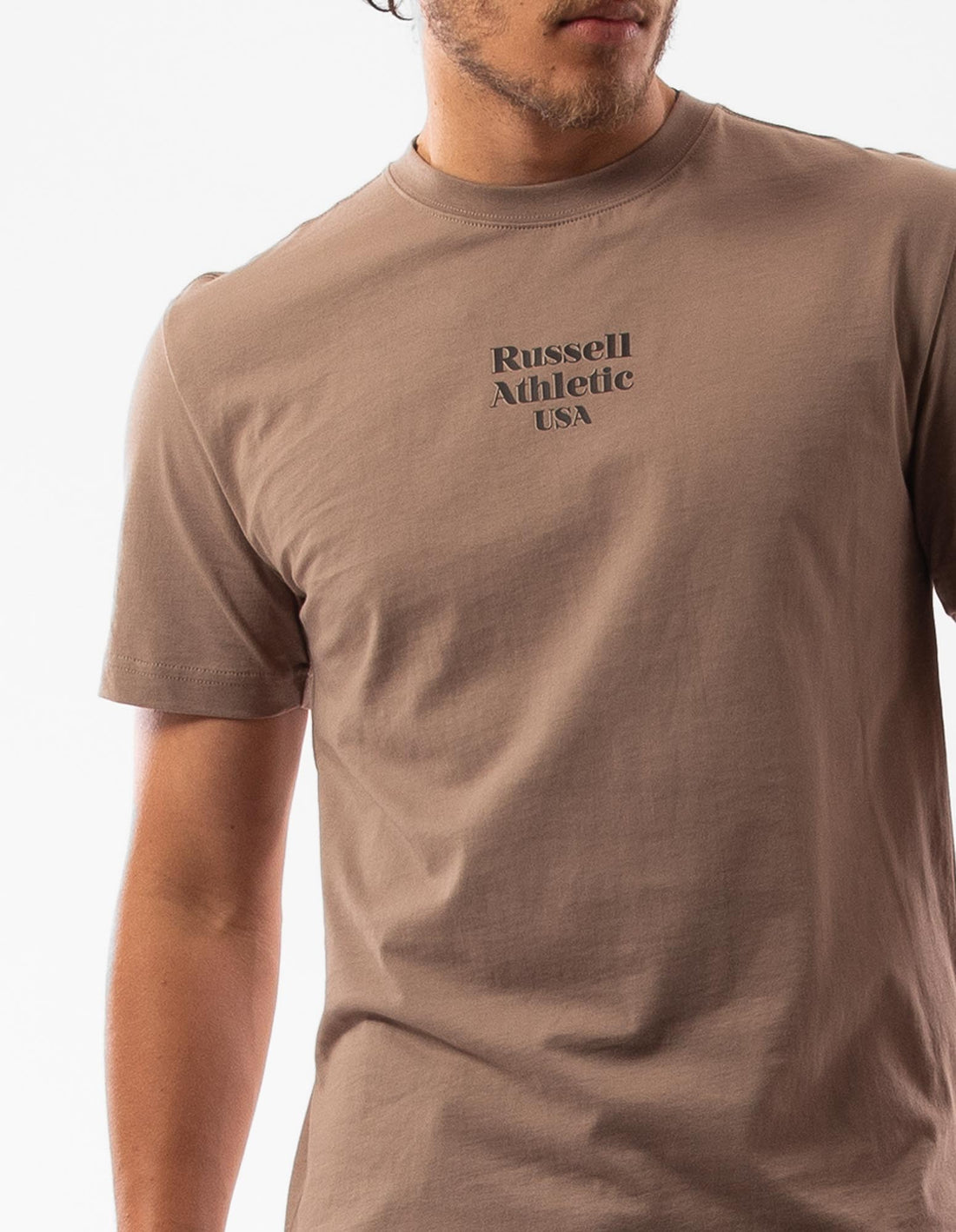 Russell Athletic Small Serif Men T Shirts Beige | FNMGC-5187