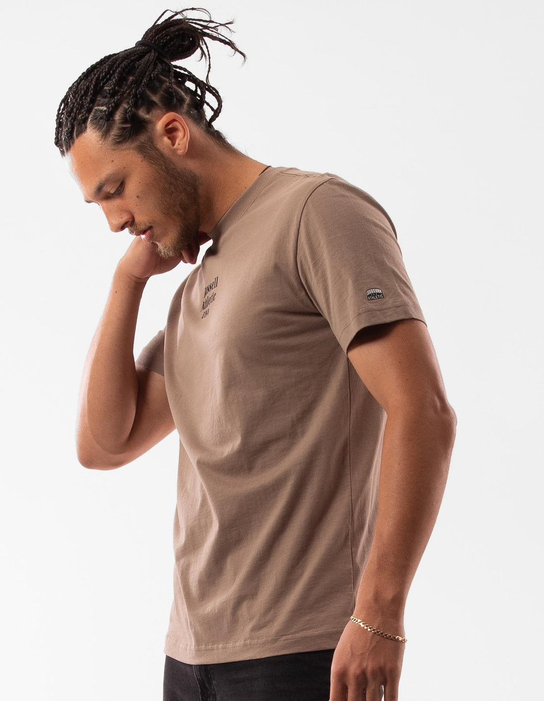 Russell Athletic Small Serif Men T Shirts Beige | FNMGC-5187