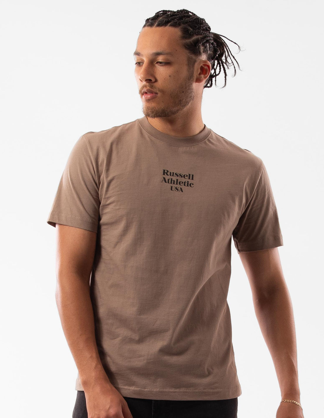 Russell Athletic Small Serif Men T Shirts Beige | FNMGC-5187