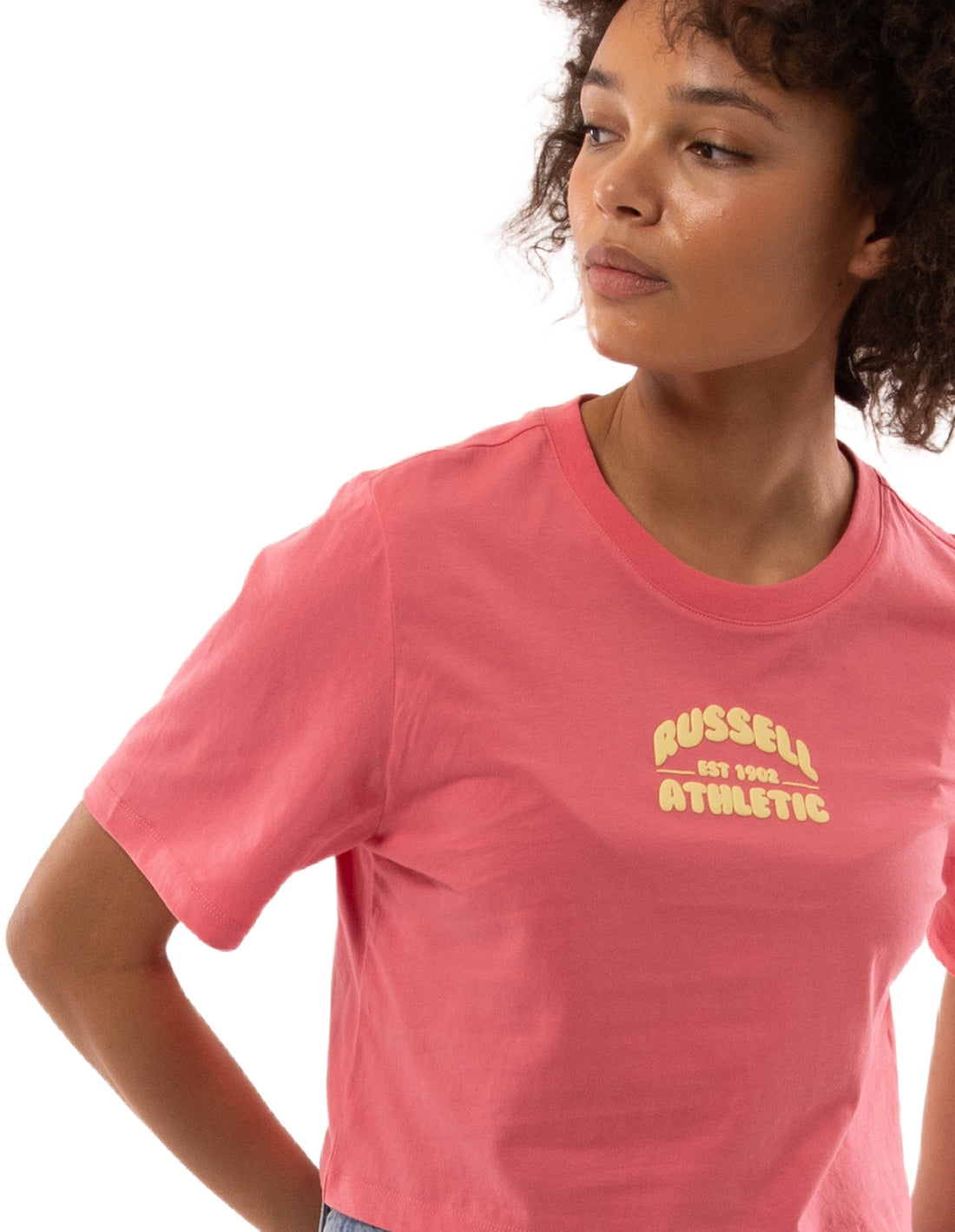 Russell Athletic Sugar Crop Women T Shirts Coral Pink | HZMOE-9582