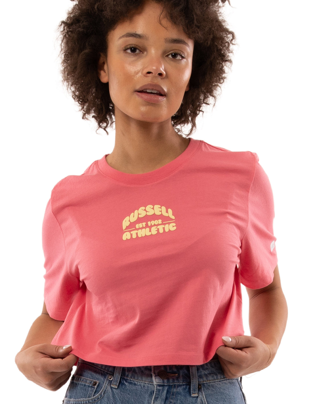 Russell Athletic Sugar Crop Women T Shirts Coral Pink | HZMOE-9582