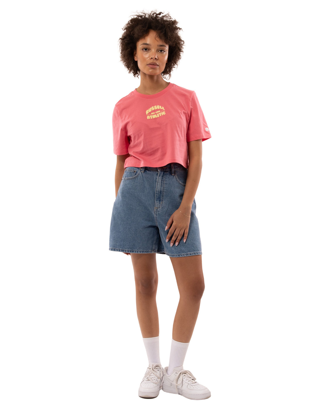 Russell Athletic Sugar Crop Women T Shirts Coral Pink | HZMOE-9582