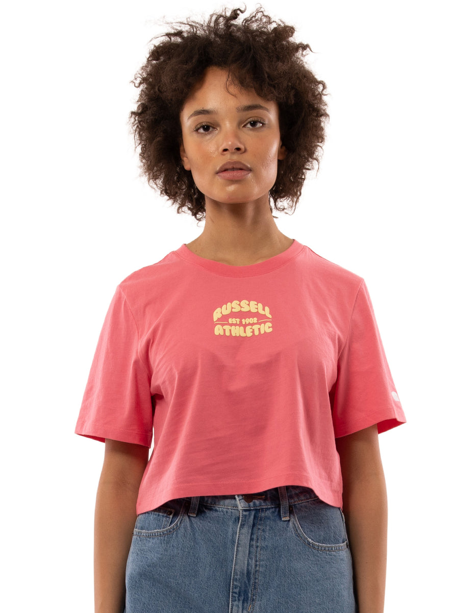 Russell Athletic Sugar Crop Women T Shirts Coral Pink | HZMOE-9582