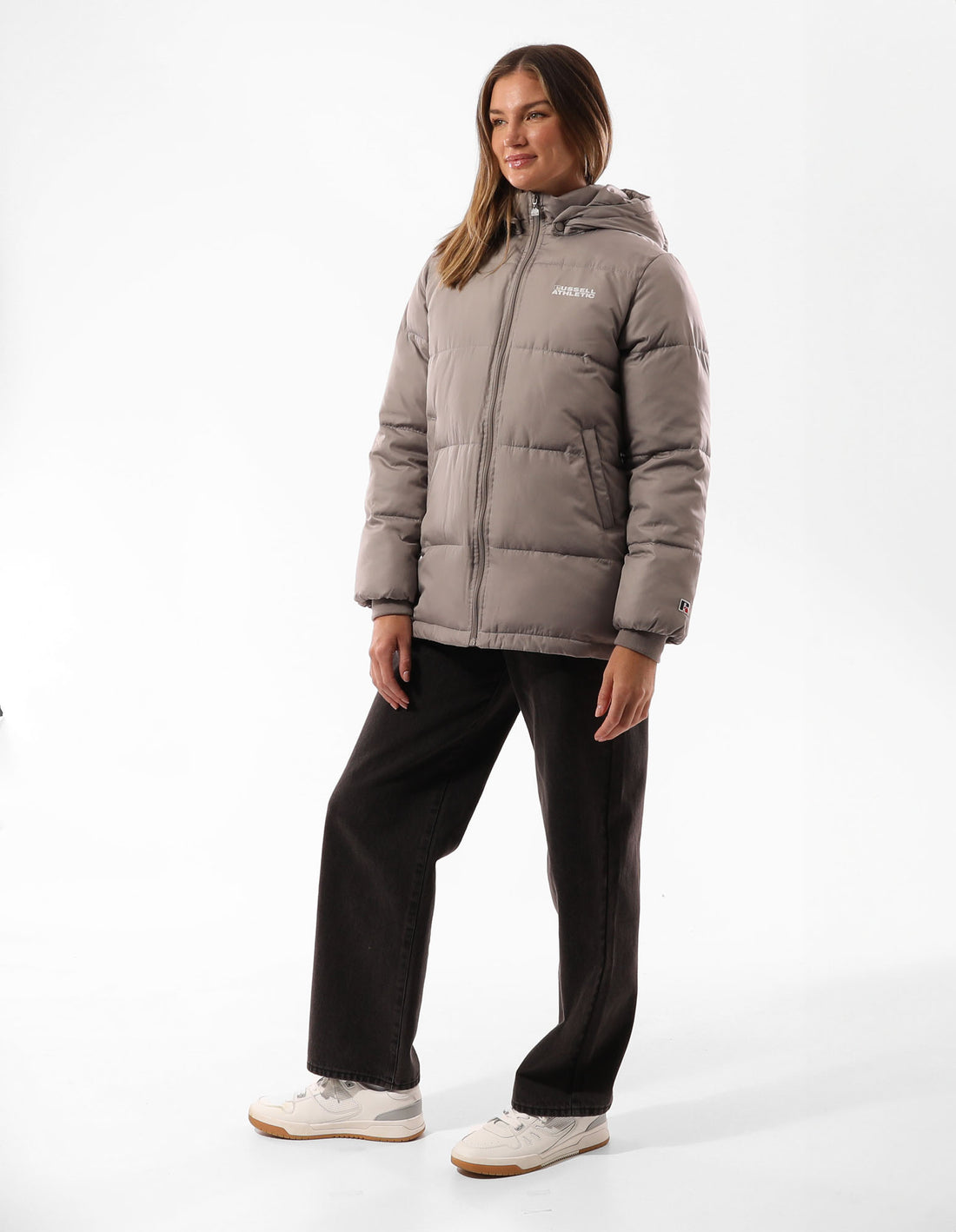 Russell Athletic Tribecca Women Puffer Jacket Grey Brown | JSCZY-2389