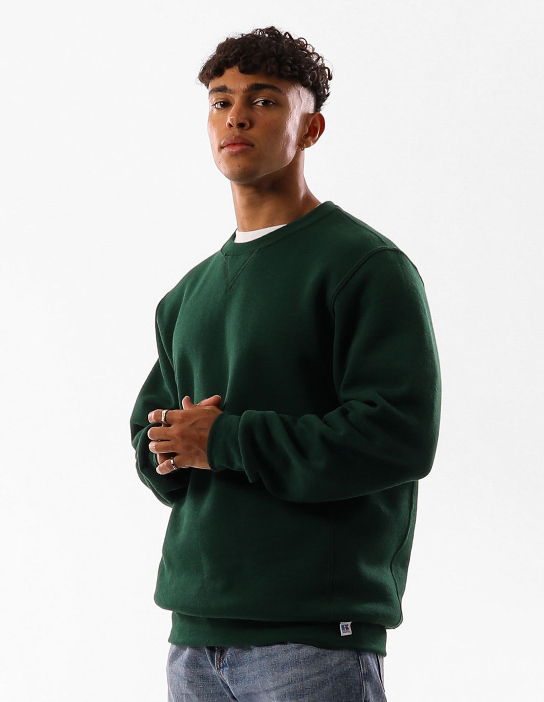 Russell Athletic Unisex Dri Men Crew Neck Sweaters Dark Green | QDOXW-4963