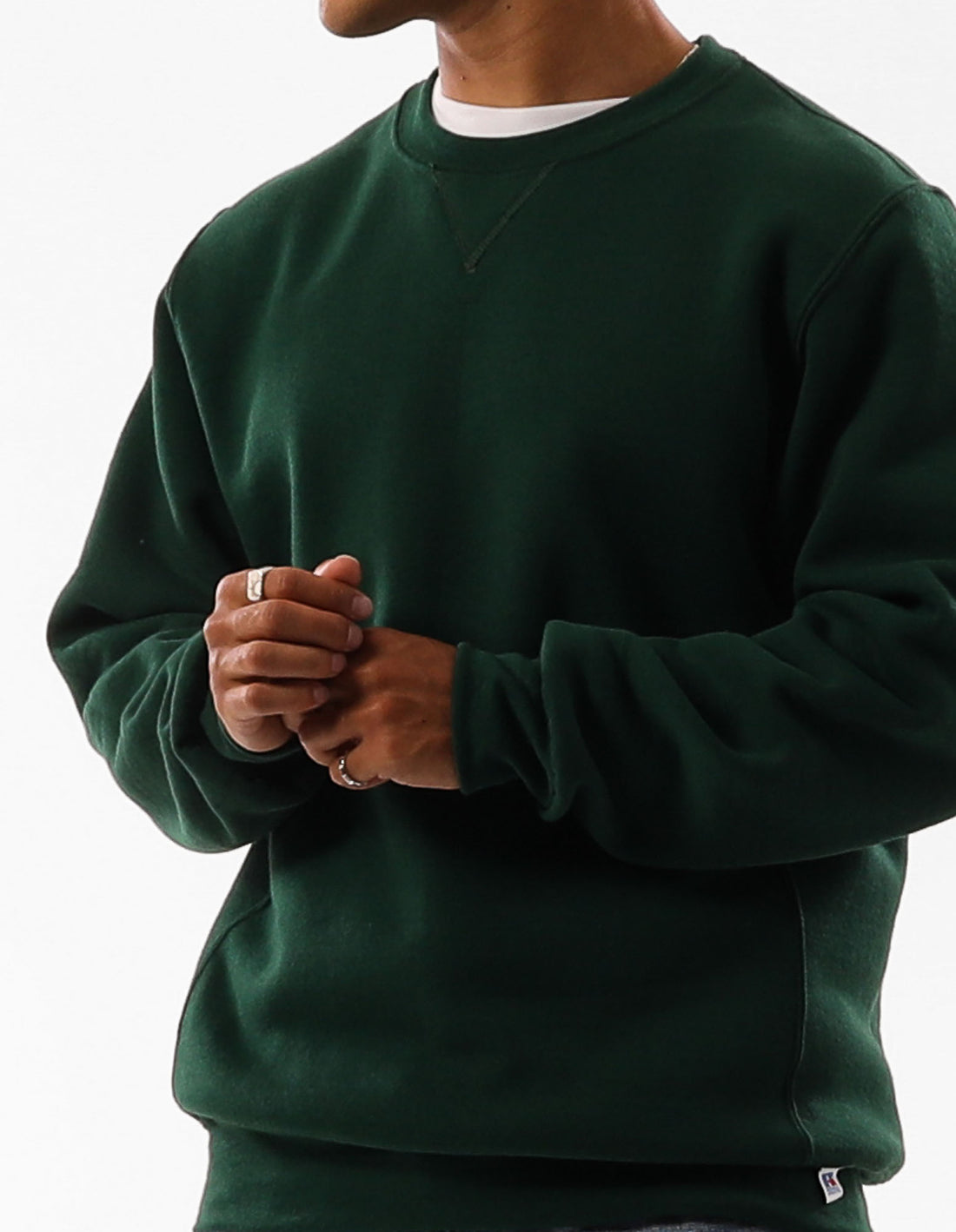 Russell Athletic Unisex Dri Men Crew Neck Sweaters Dark Green | QDOXW-4963