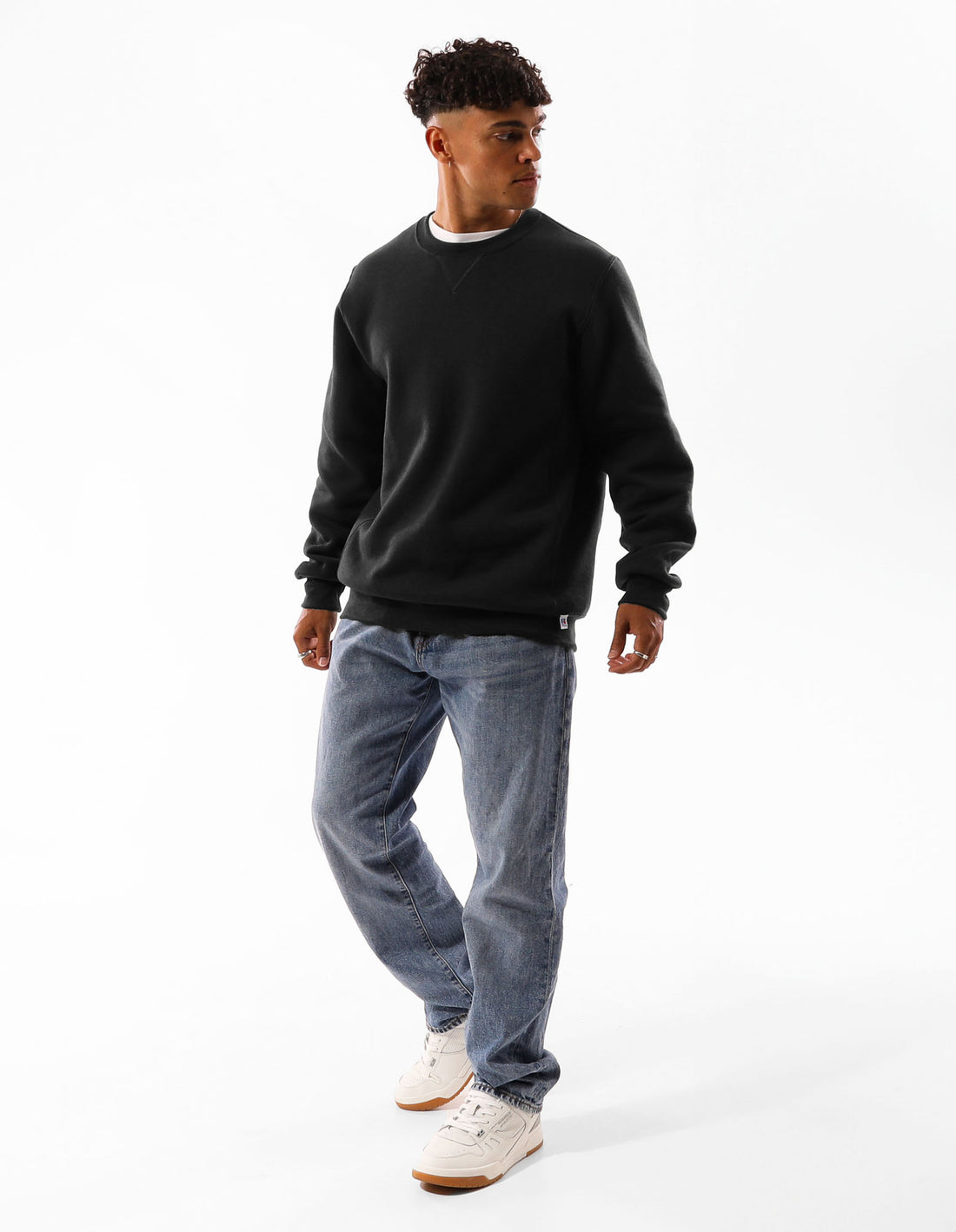 Russell Athletic Unisex Dri Men Crew Neck Sweaters Black | PYRME-9467