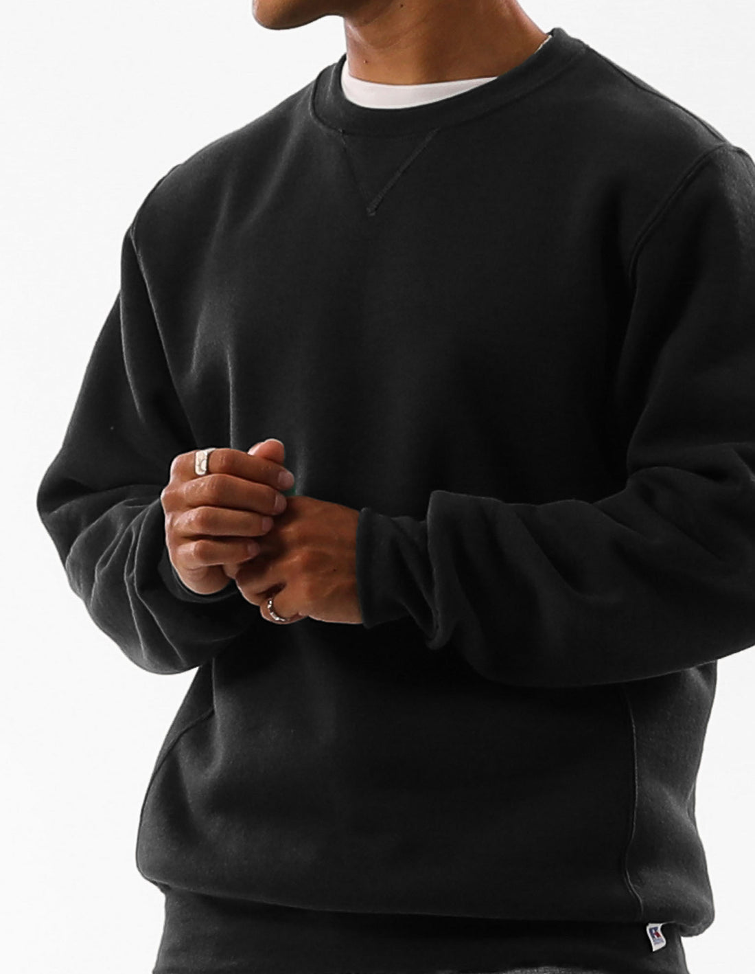 Russell Athletic Unisex Dri Men Crew Neck Sweaters Black | PYRME-9467