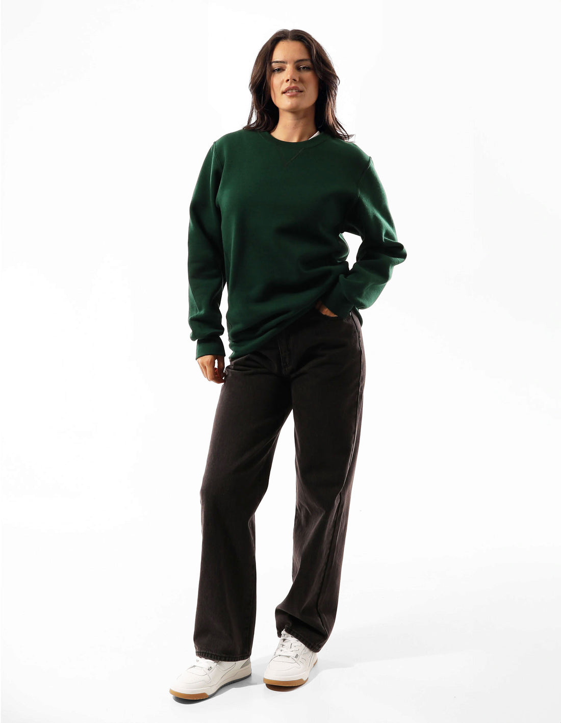 Russell Athletic Unisex Dri Women Crew Neck Sweaters Dark Green | QHNAV-1480