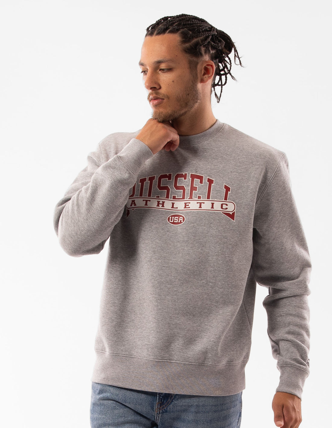 Russell Athletic Vortex Men Crew Neck Sweaters Grey | NAUJM-4510